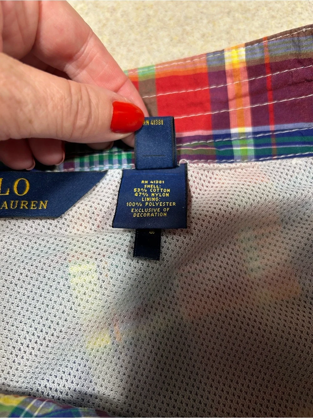 MENS POLO RALPH LAUREN PLAID LINED SWIM BOARD SHORTS SIZE 34